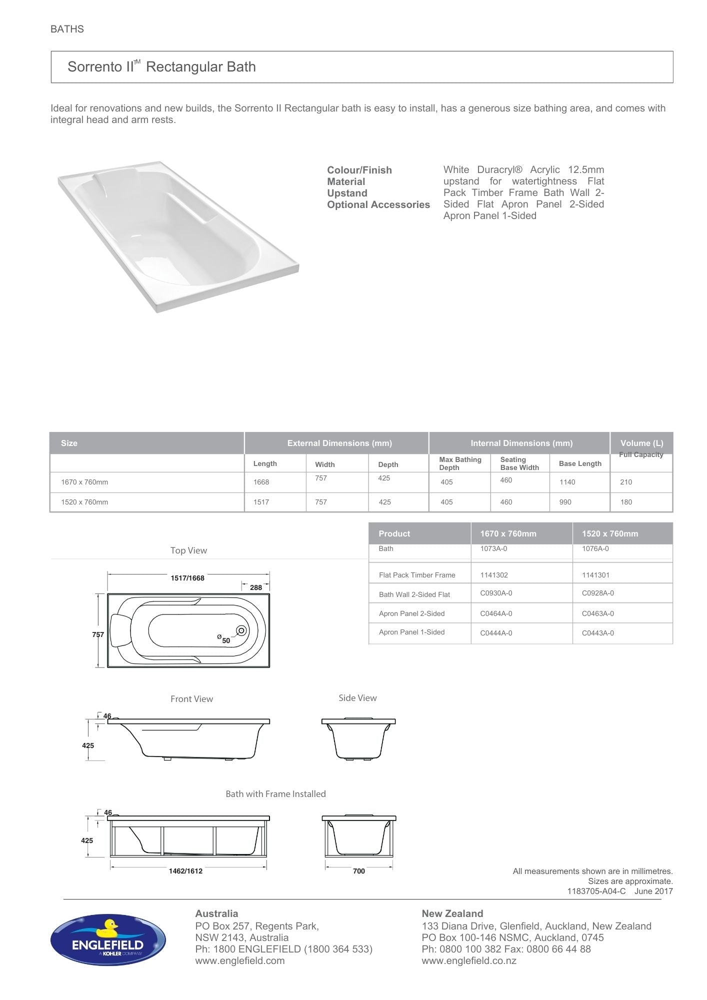 Sorrento II Rectangular Bath