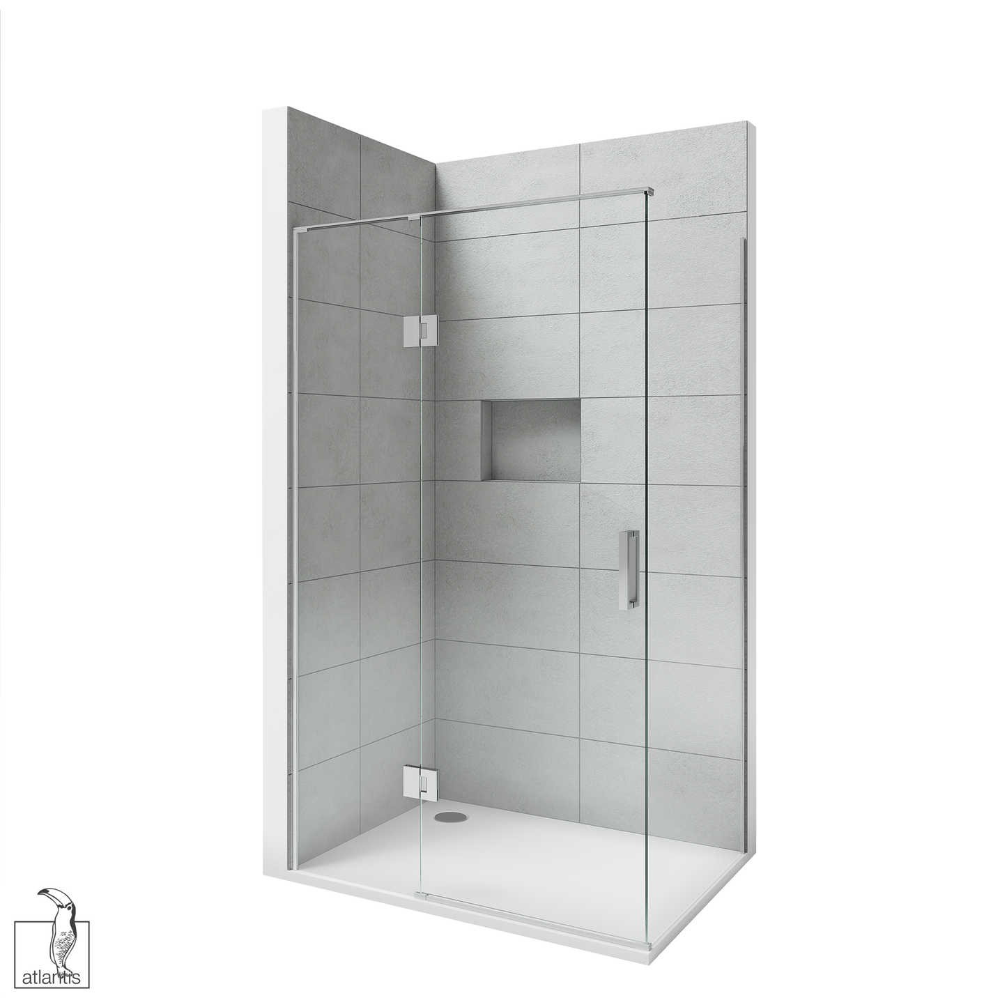 Scenic 2-Sided Hinged Tiled Shower 1200mm x 900mm Left Hand - Chrome