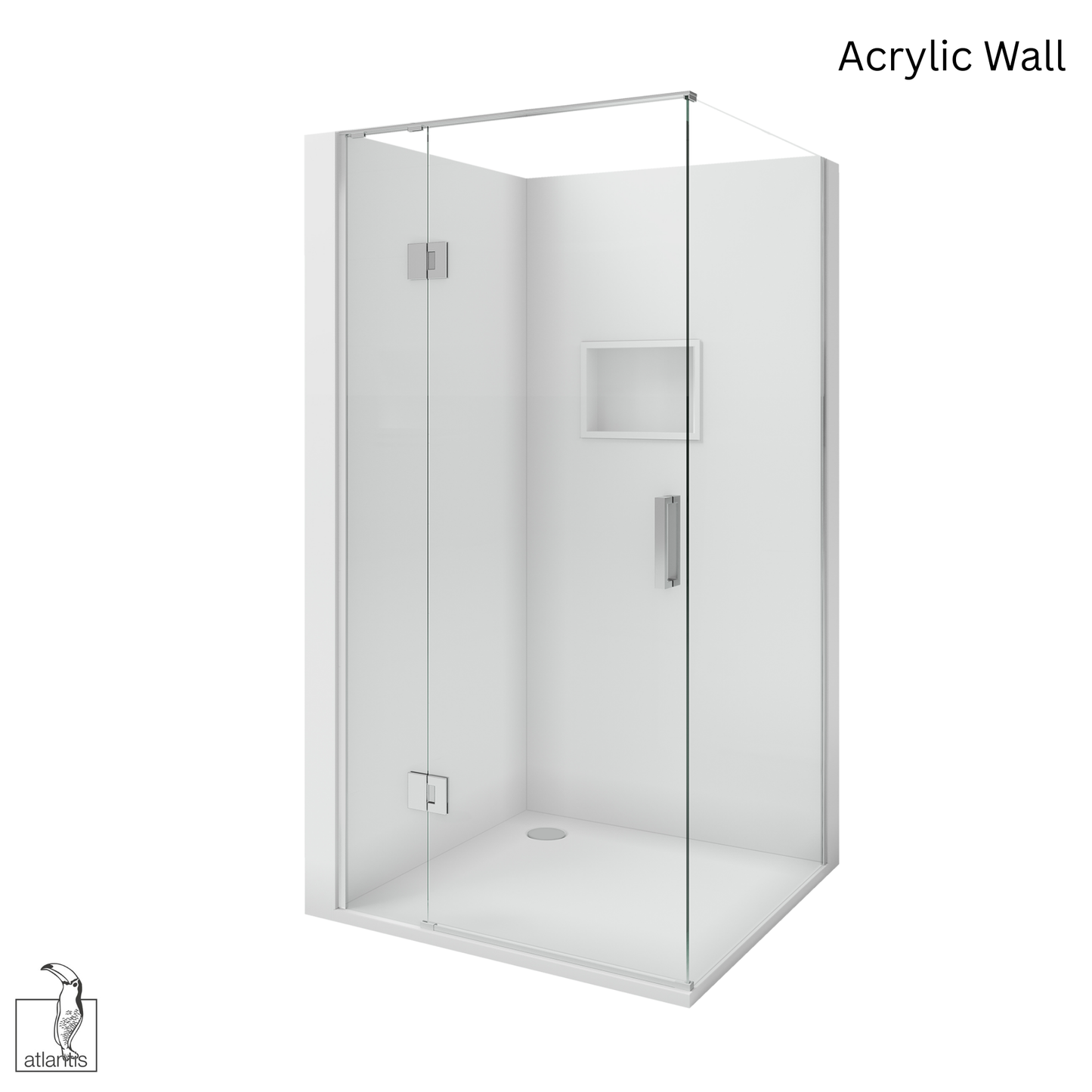 Scenic 2-Sided Hinged Shower 1000mm x 1000mm - Chrome