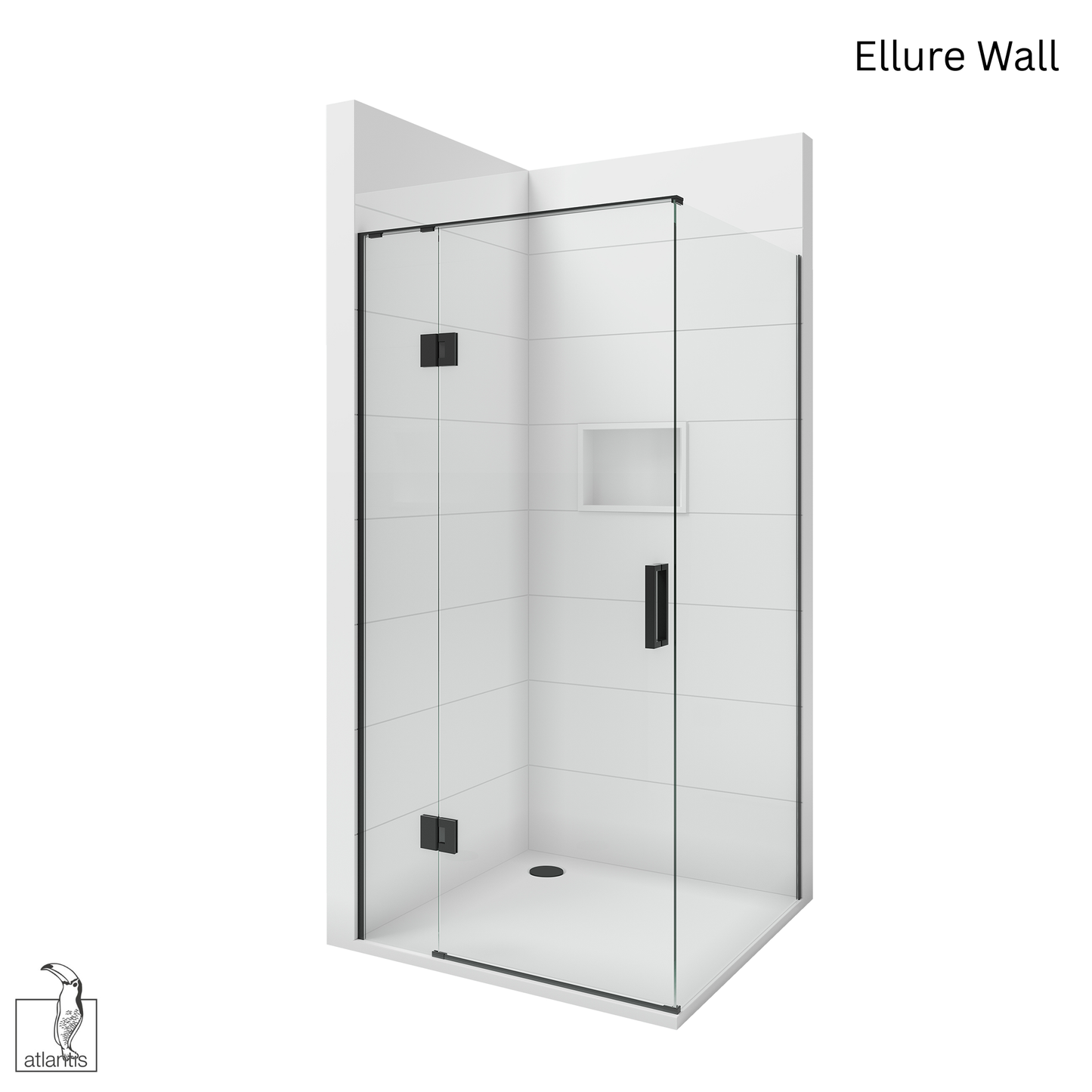 Scenic 2-Sided Hinged Shower 900mm x 900mm - Matte Black
