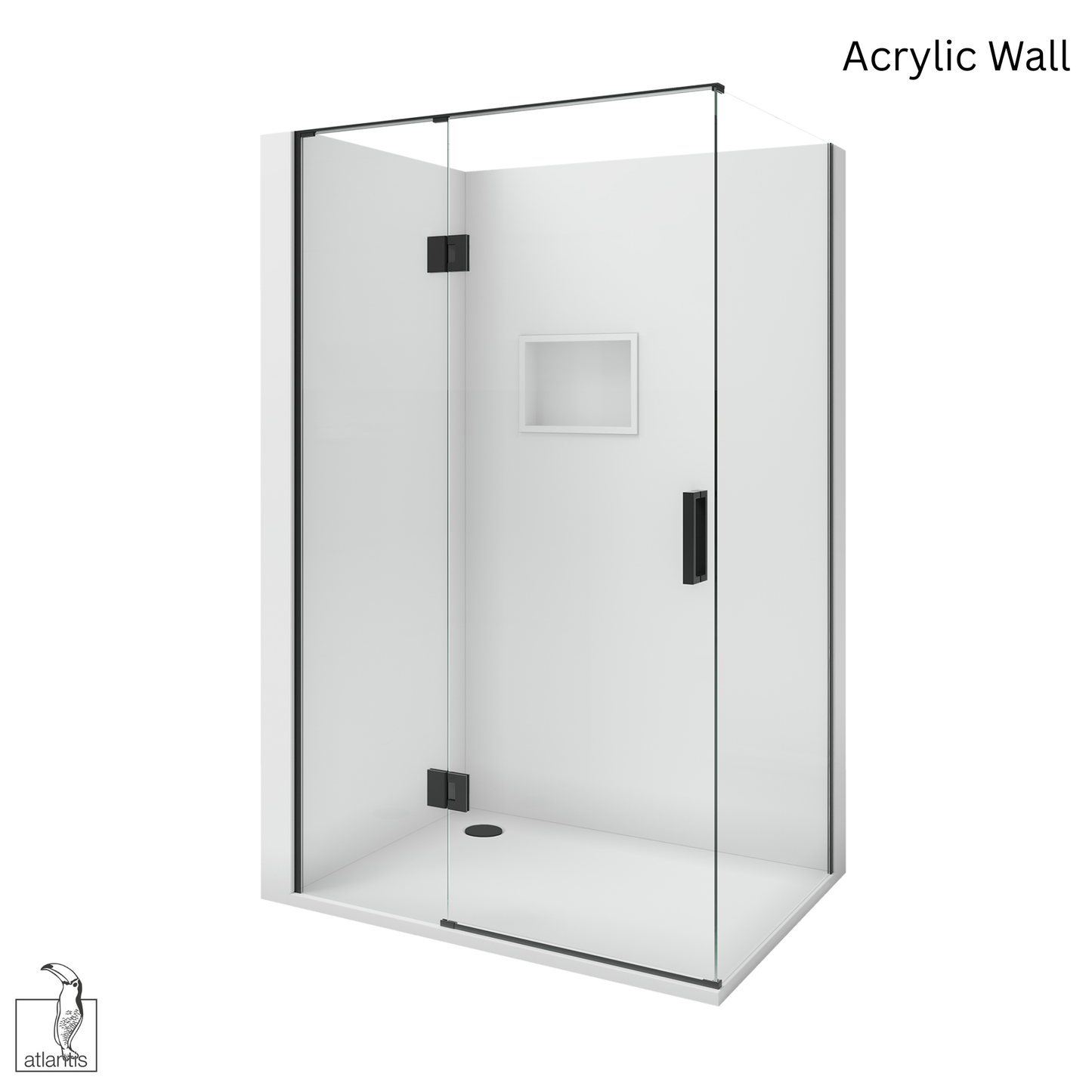 Scenic 2-Sided Hinged Shower 1200mm x 900mm Left Hand - Matte Black