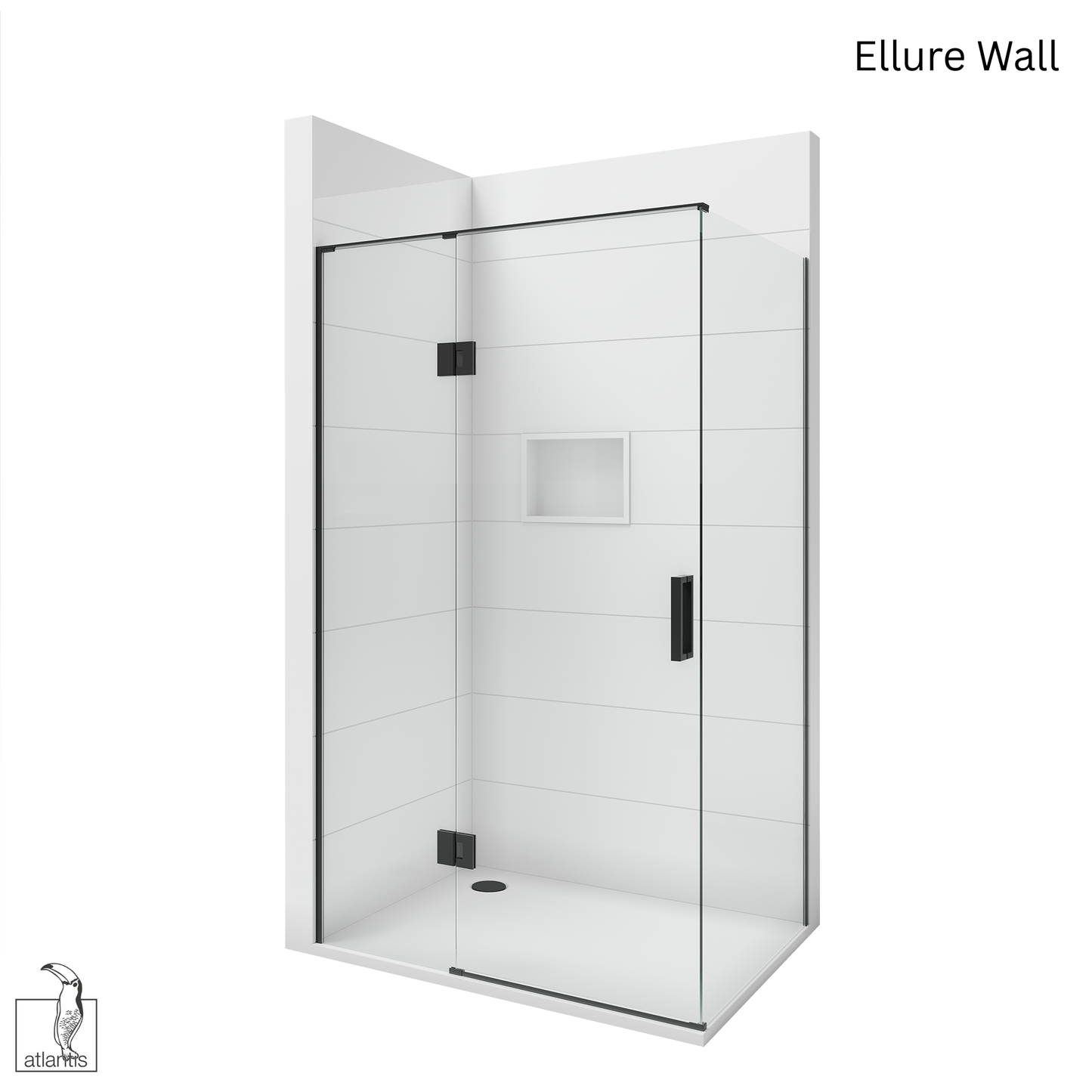 Scenic 2-Sided Hinged Shower 1200mm x 900mm Left Hand - Matte Black