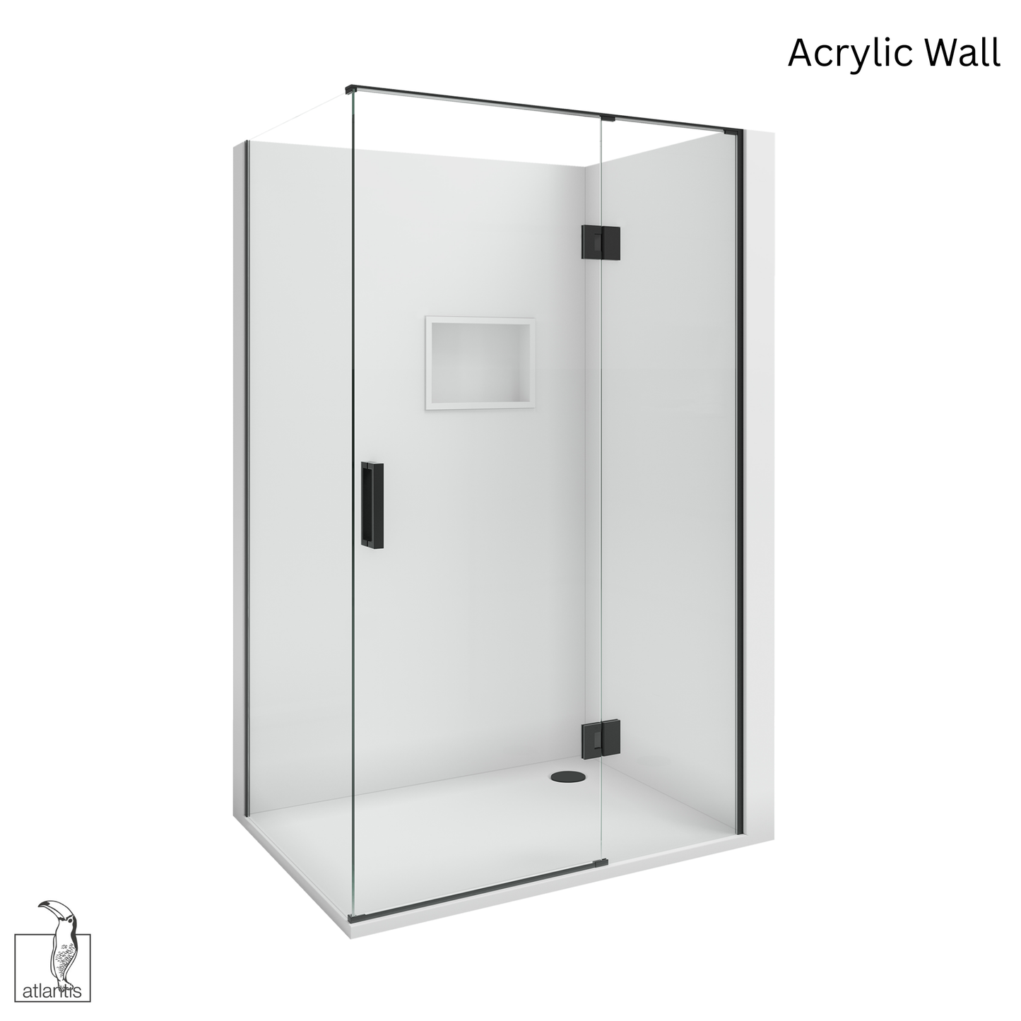 Scenic 2-Sided Hinged Shower 1200mm x 900mm Right Hand - Matte Black