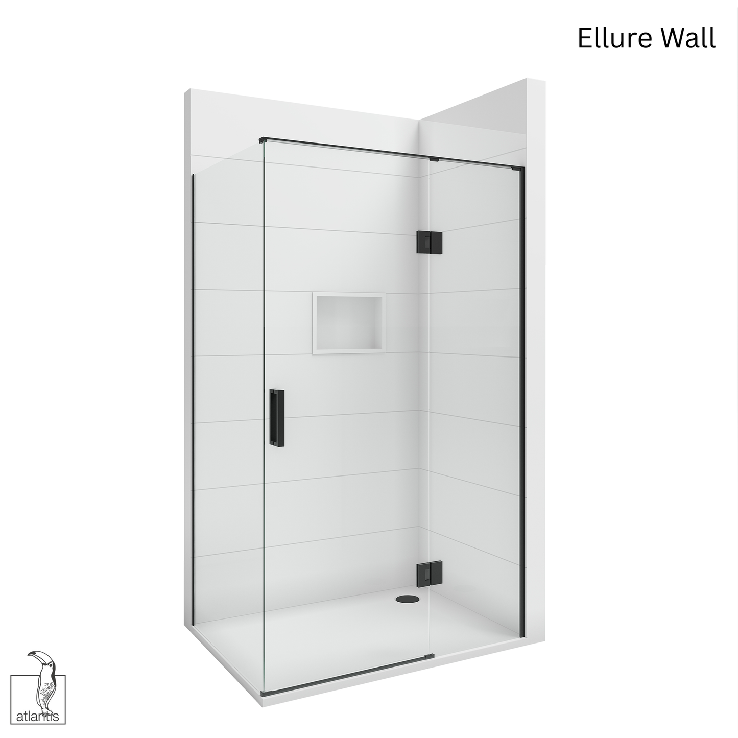Scenic 2-Sided Hinged Shower 1200mm x 900mm Right Hand - Matte Black