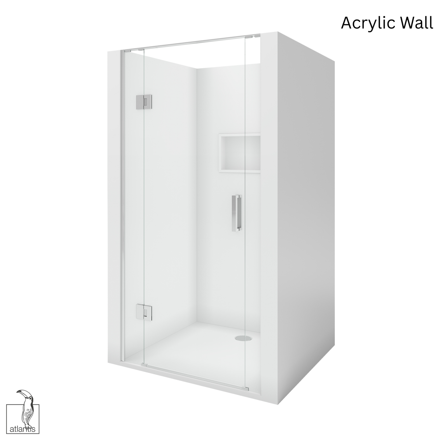 Scenic 3-Sided Hinged Shower 900mm x 900mm - Chrome