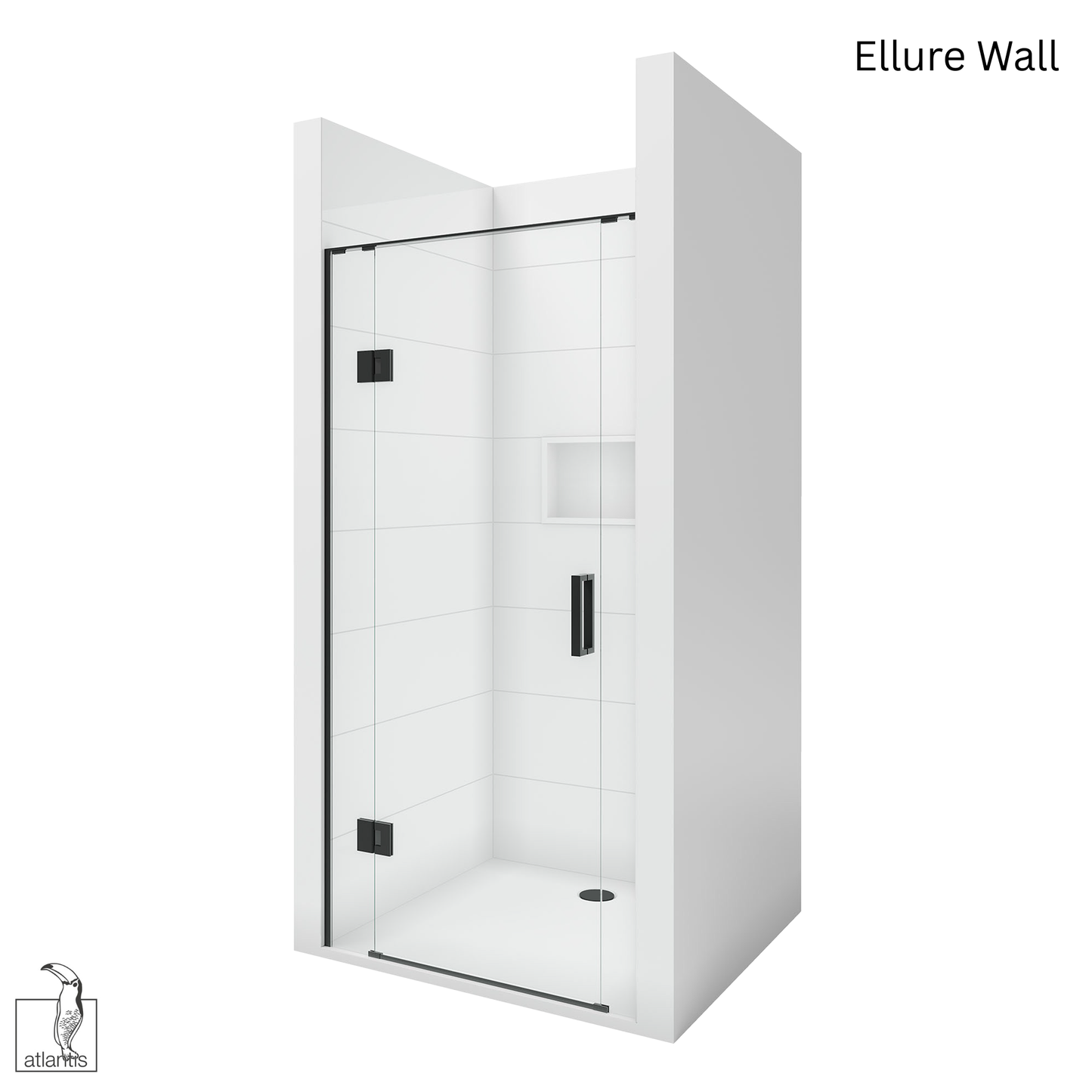 Scenic 3-Sided Hinged Shower 900mm x 900mm - Matte Black
