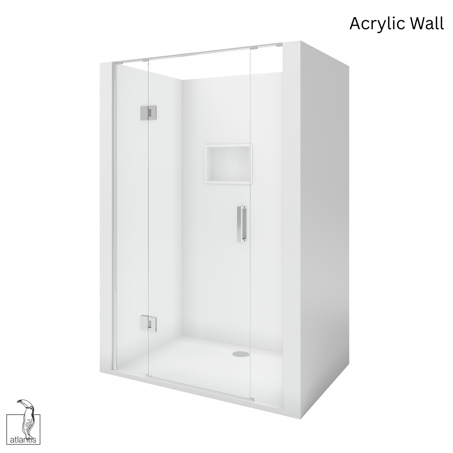 Scenic 3-Sided Hinged Shower 1200mm x 900mm - Chrome