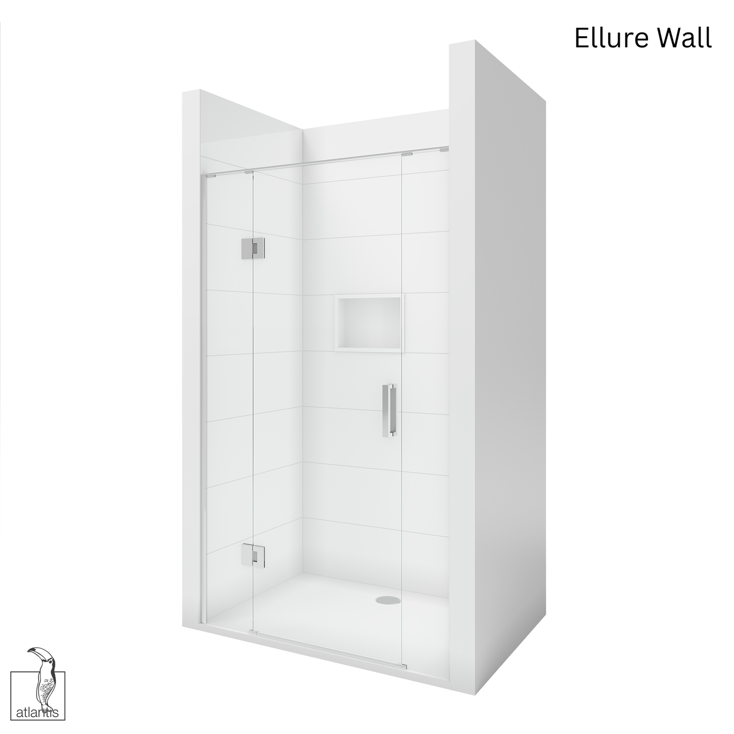 Scenic 3-Sided Hinged Shower 1200mm x 900mm - Chrome