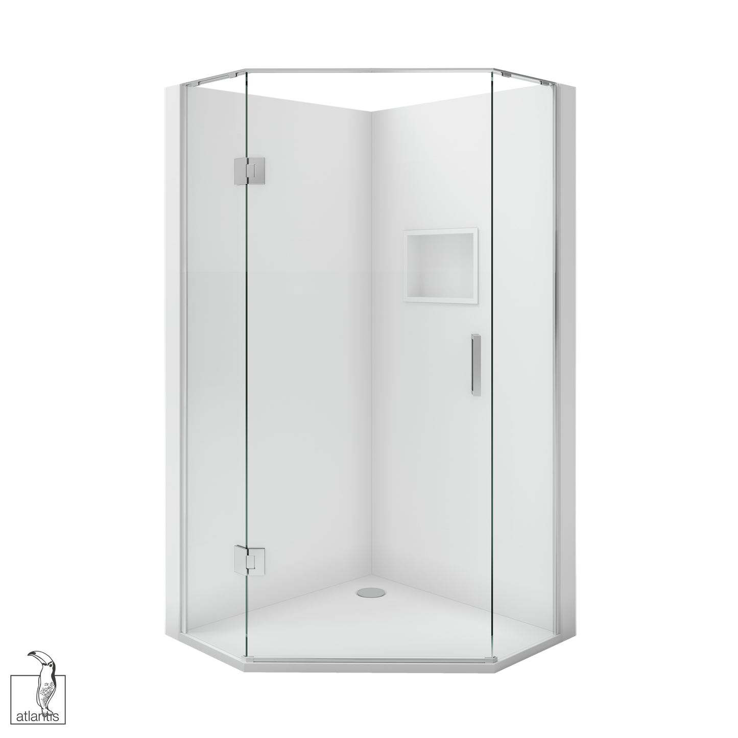 Scenic Angled Hinged Shower 900mm x 900mm - Chrome