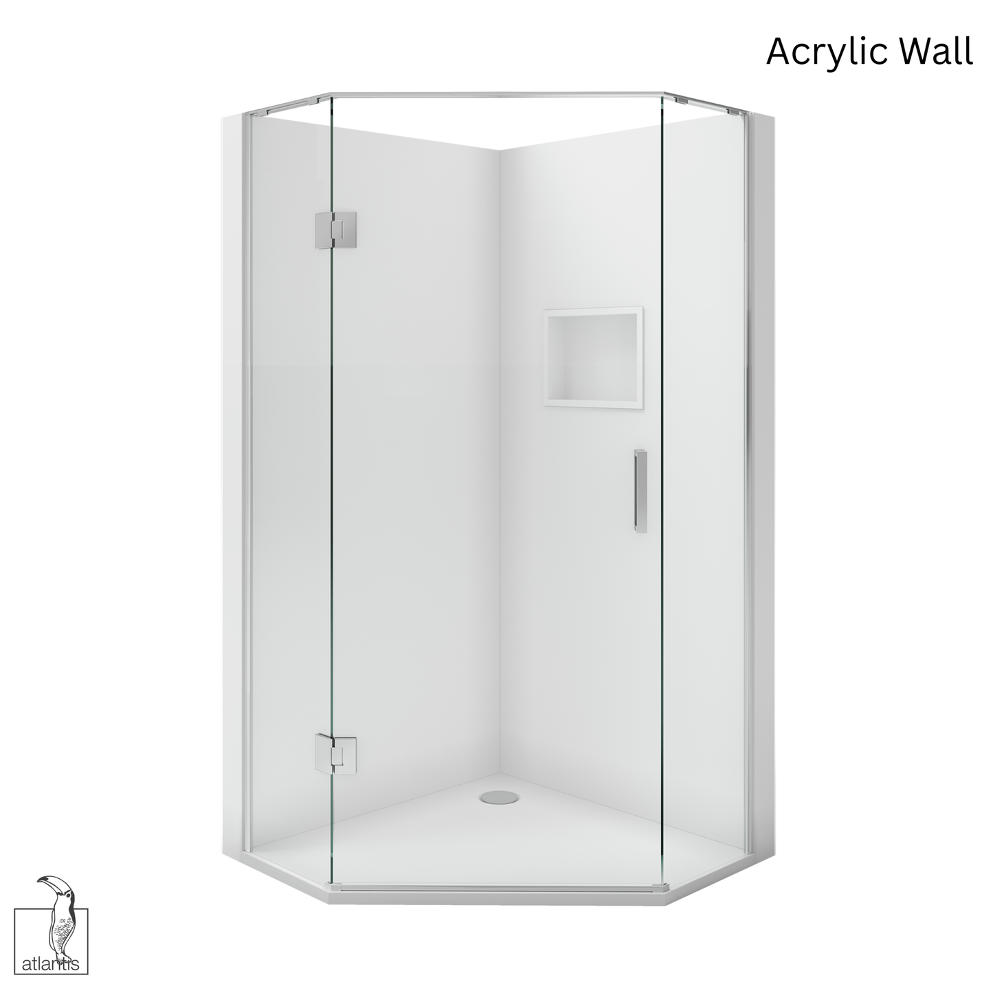 Scenic Angled Hinged Shower 900mm x 900mm - Chrome
