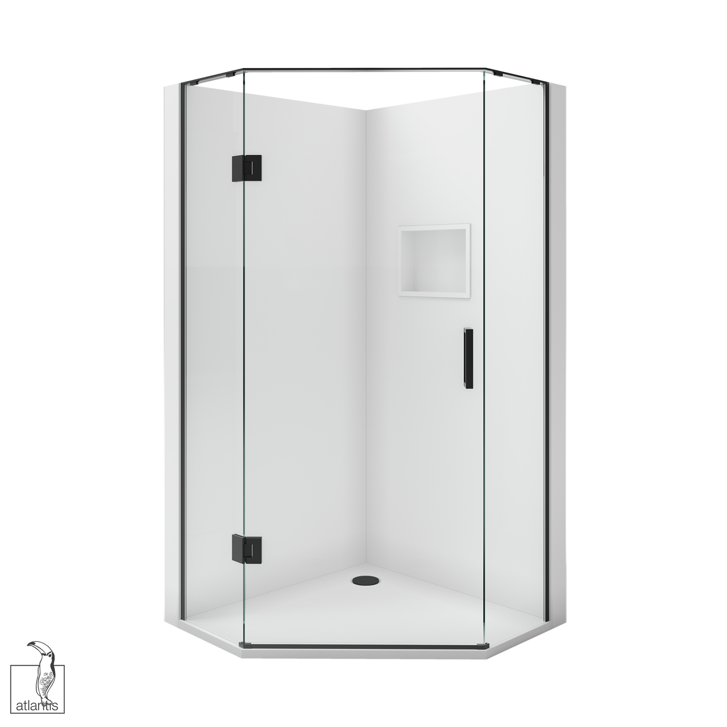 Scenic Angled Hinged Shower 900mm x 900mm - Matte Black