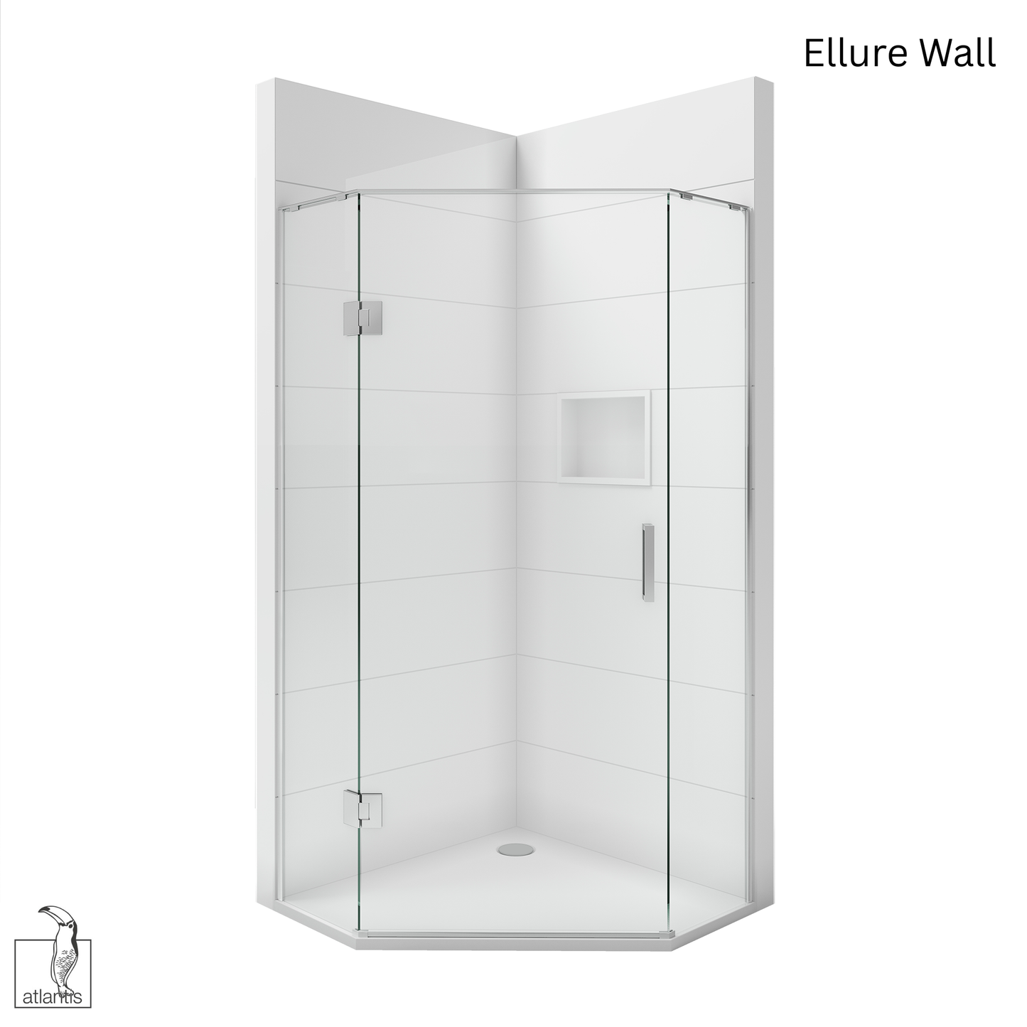 Scenic Angled Hinged Shower 900mm x 900mm - Chrome