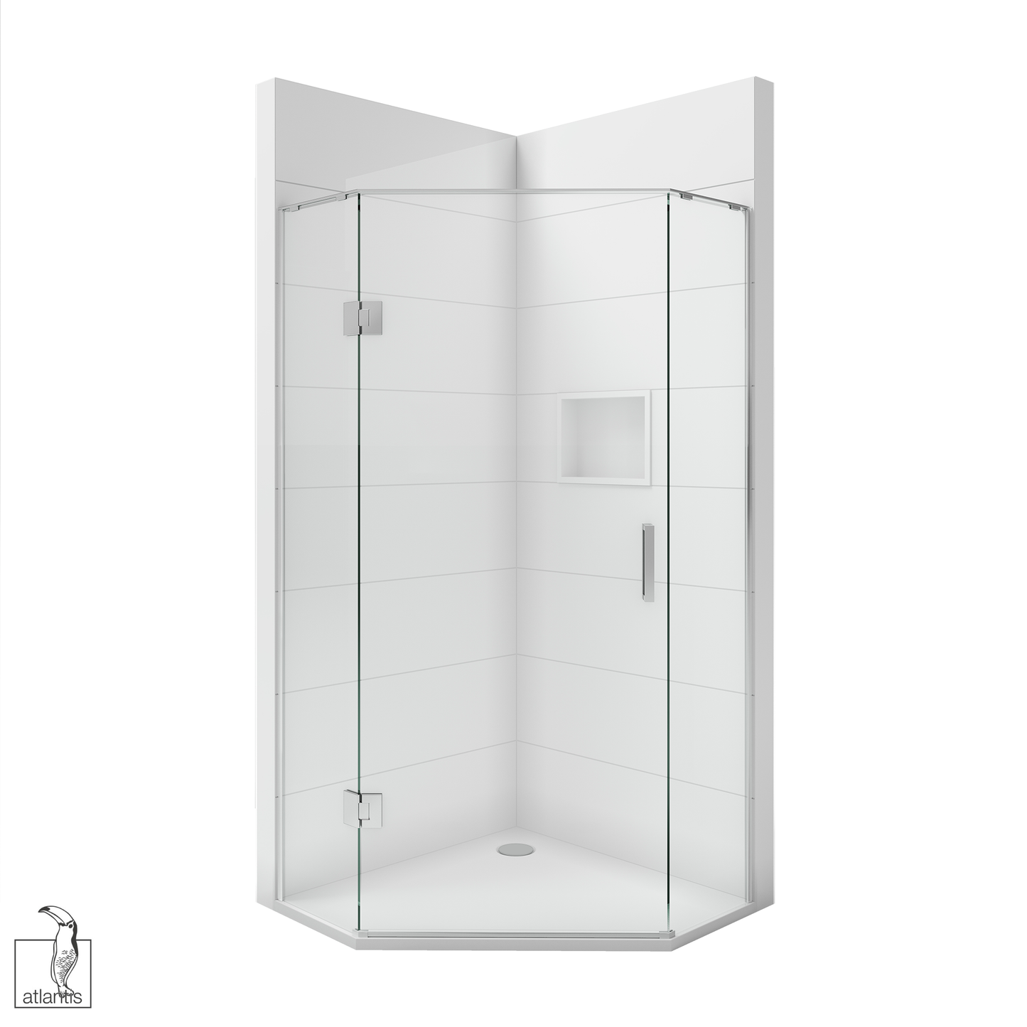 Scenic Angled Hinged Shower 1000mm x 1000mm - Chrome
