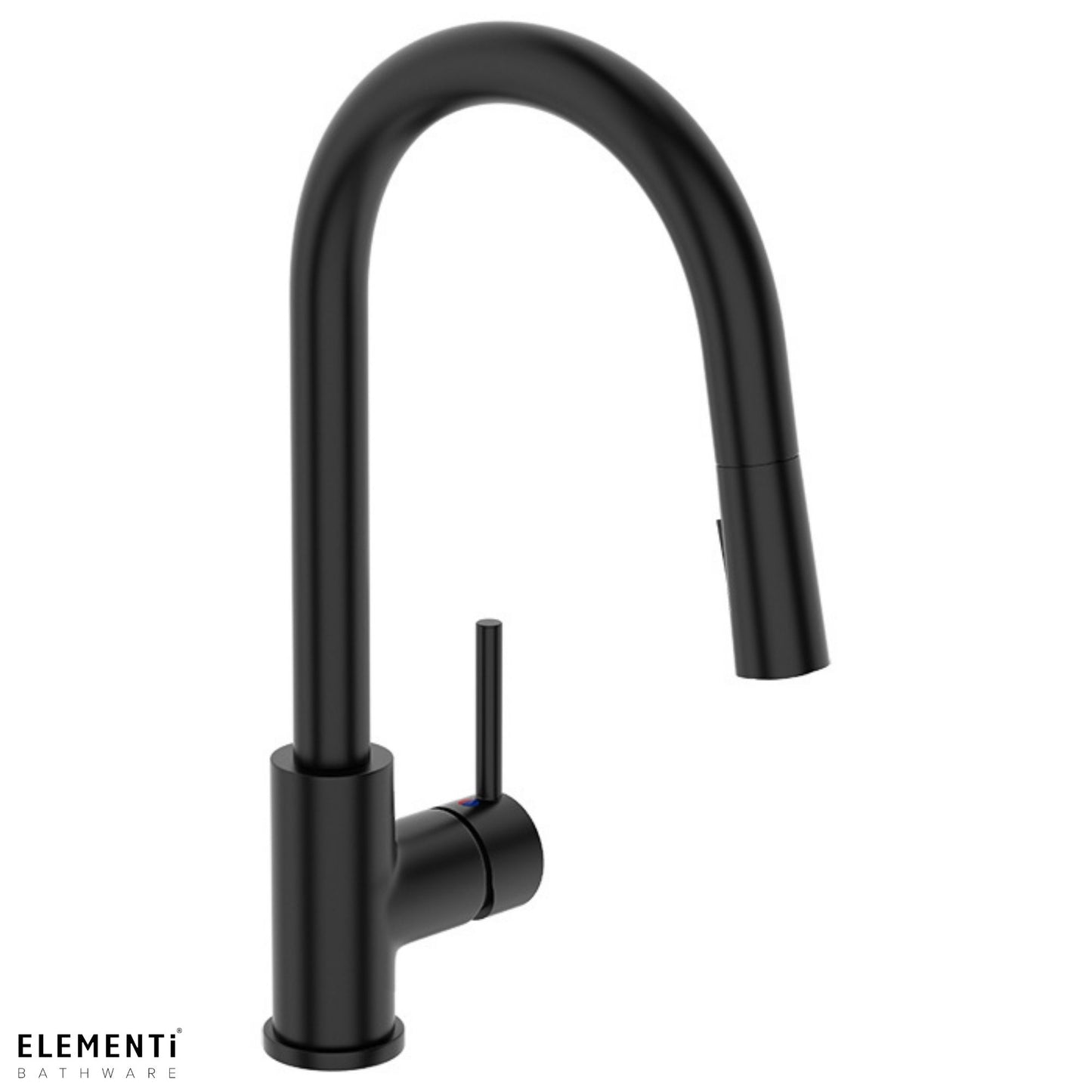Uno Gooseneck Kitchen Mixer with Pull Out Spray - Black