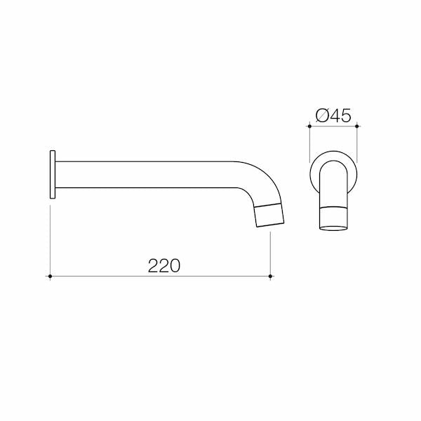 Basis Wall Basin/Bath Outlet 220mm - Black