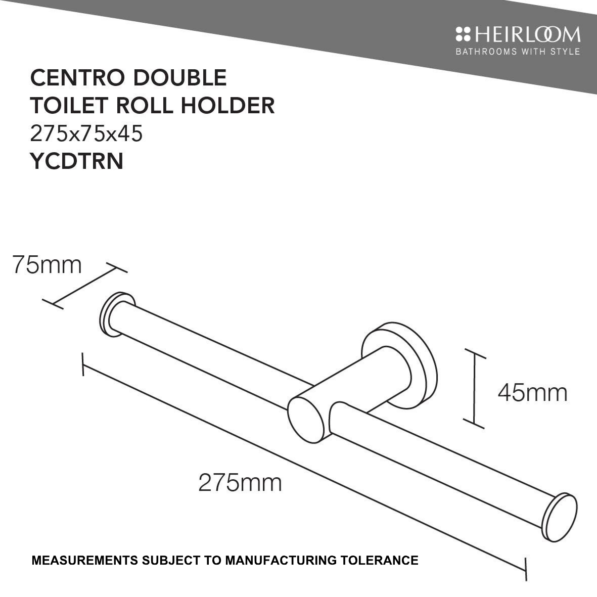 Centro Double Toilet Roll Holder - Chrome