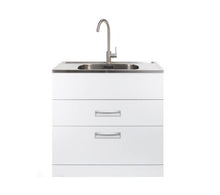 Load image into Gallery viewer, AQUATICA STUDIO LAUNDRY TUB 900MM, DRAWER MODEL WITH BRUSHED GOOSENECK MIXER
