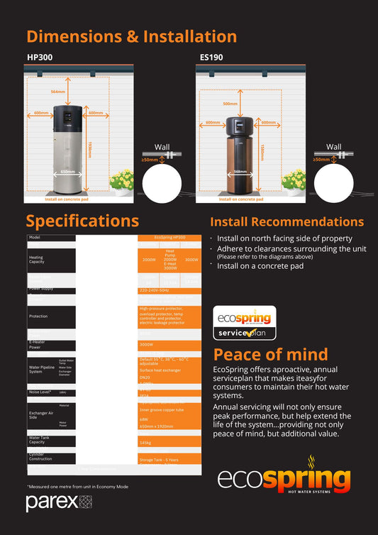 EcoSpring Heat Pump Hot Water Cylinder 280L