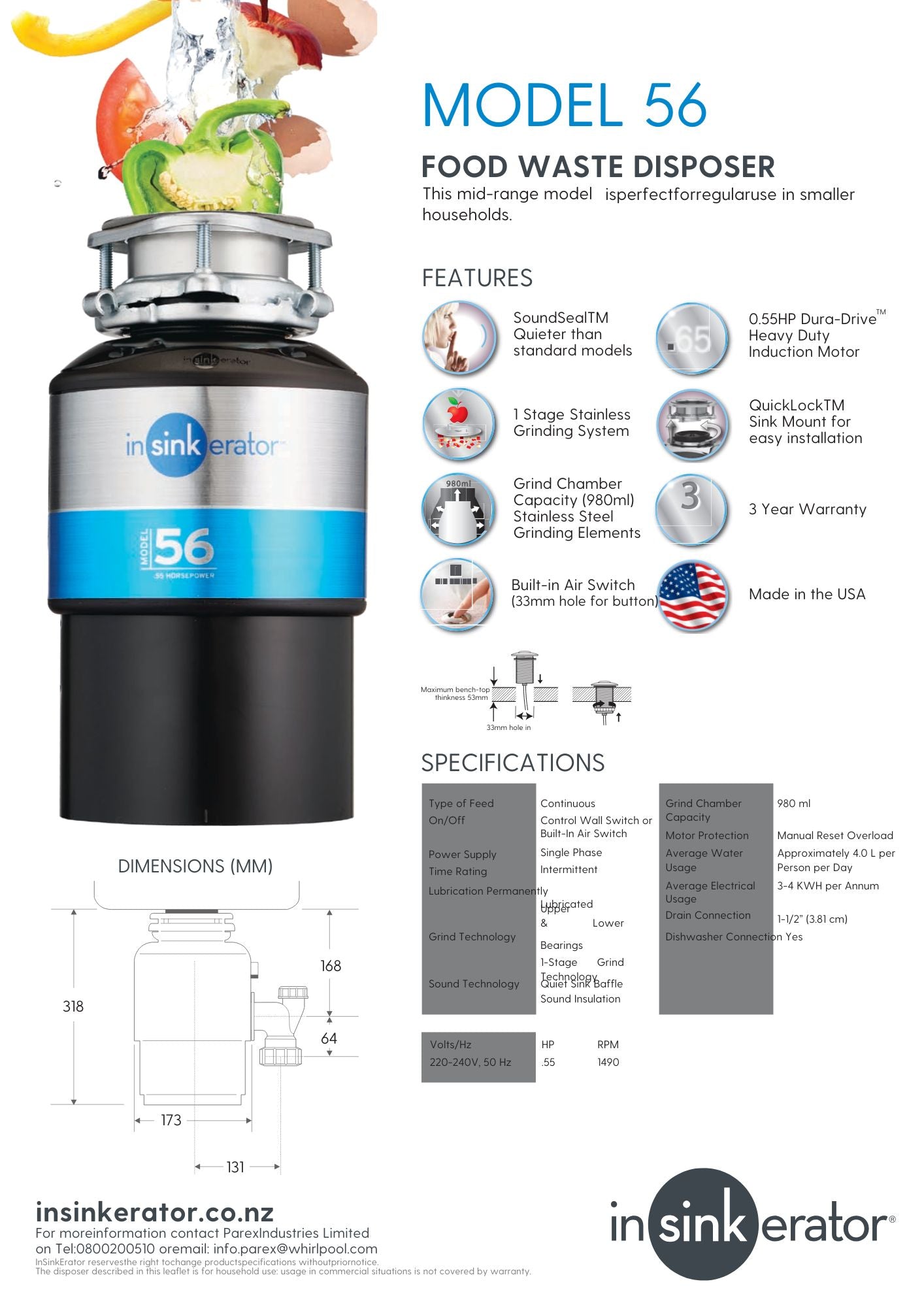 Insinkerator Model 56 Food Waste Disposer