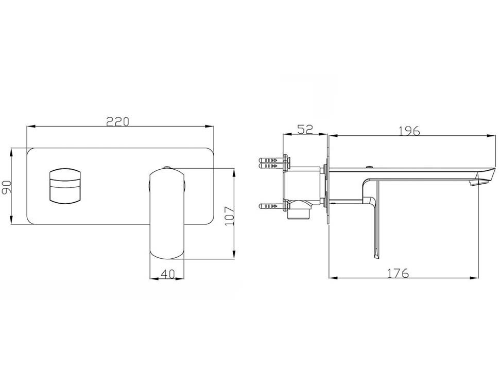Ion Wall Mounted Basin/Bath Mixer - Gunmetal