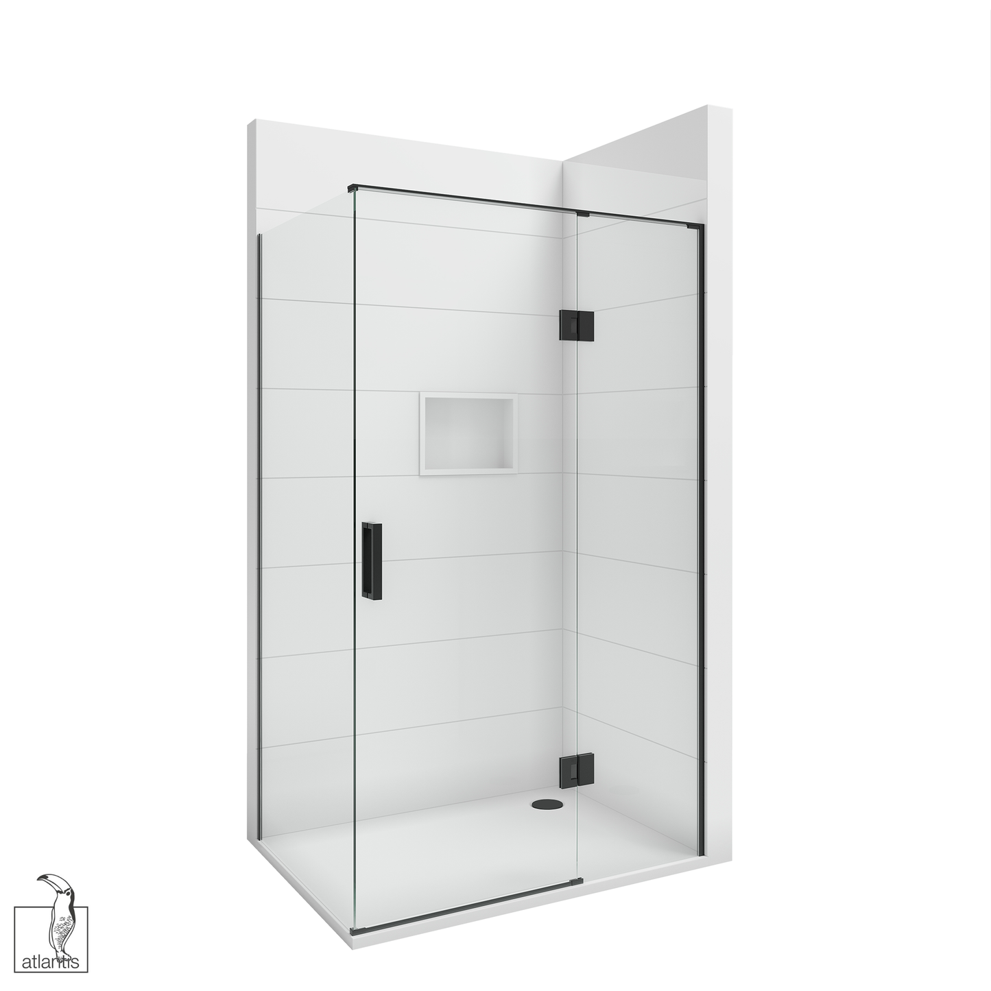 Scenic 2-Sided Hinged Shower 1200mm x 900mm Right Hand - Matte Black
