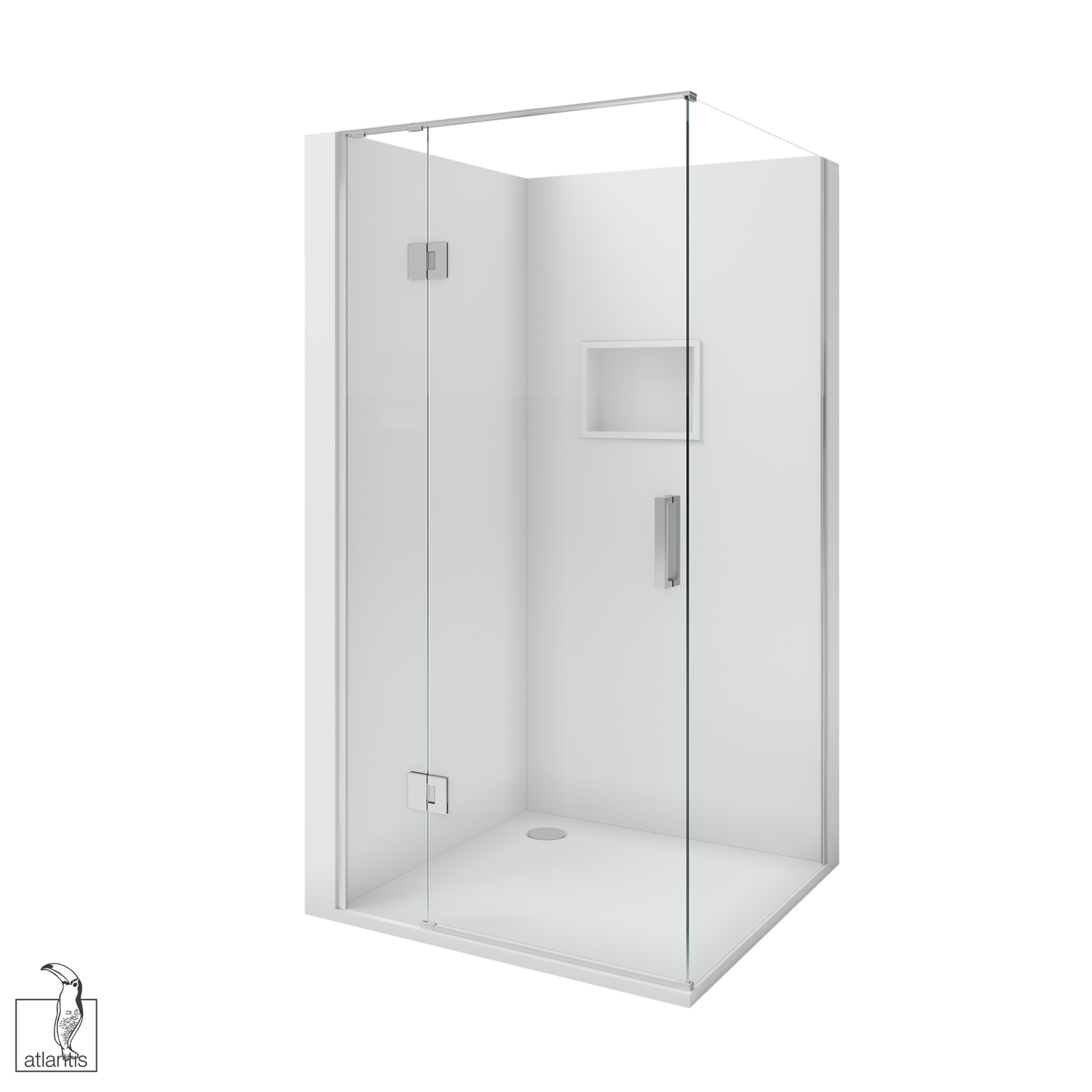 Scenic 2-Sided Hinged Shower 1000mm x 1000mm - Chrome