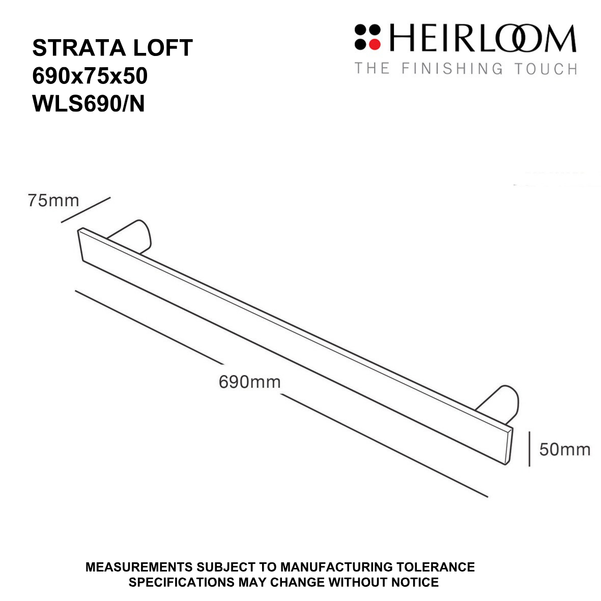Strata Loft Single Bar Towel Warmer 690mm - 2 Colour Options