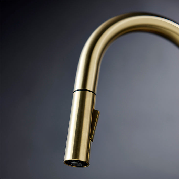 Uno Gooseneck Kitchen Mixer with Pull Out Spray - Black