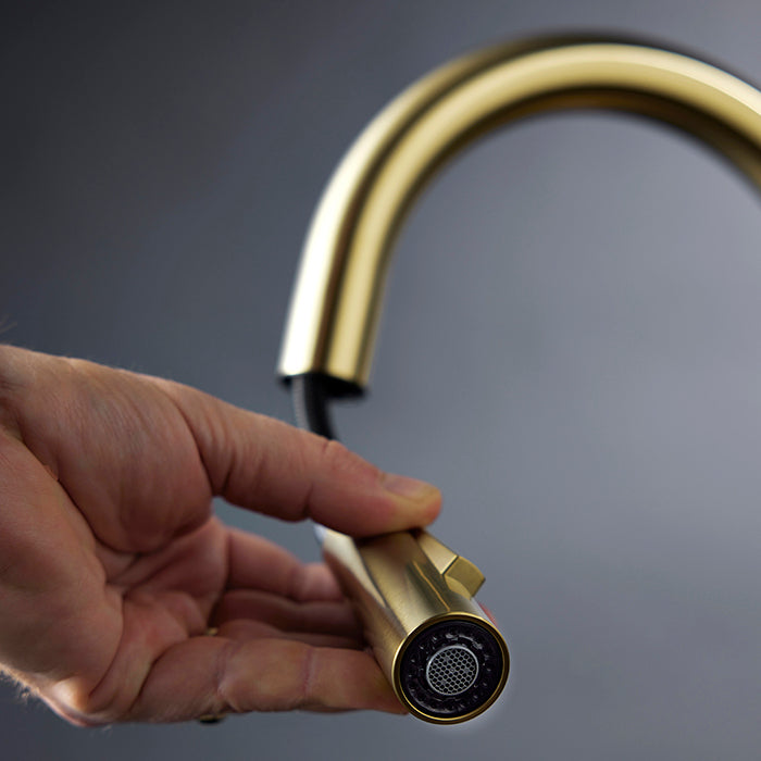 Uno Gooseneck Kitchen Mixer with Pull Out Spray - Brushed Nickel