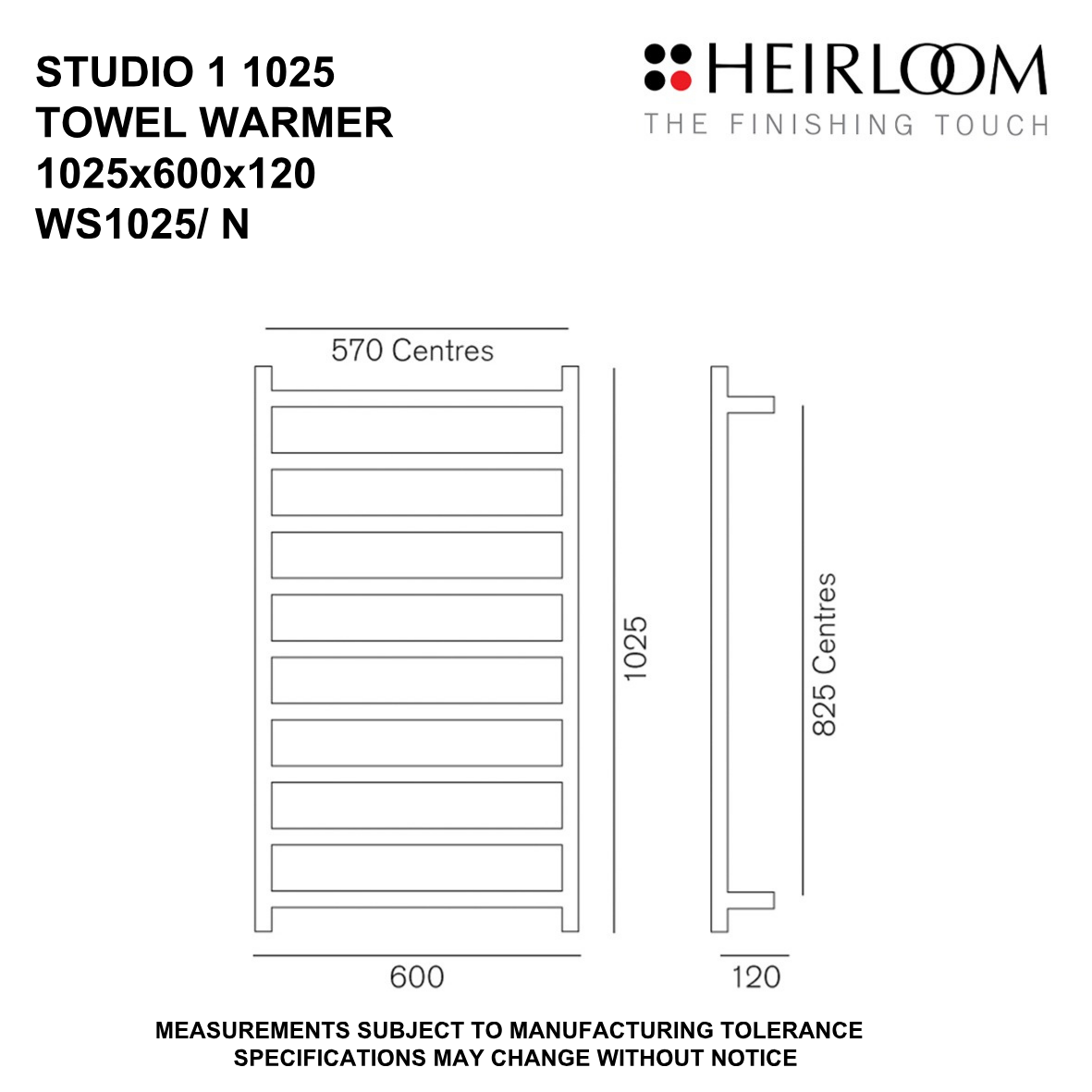 Studio 1 Towel Warmer 1025mm - 2 Colour Options