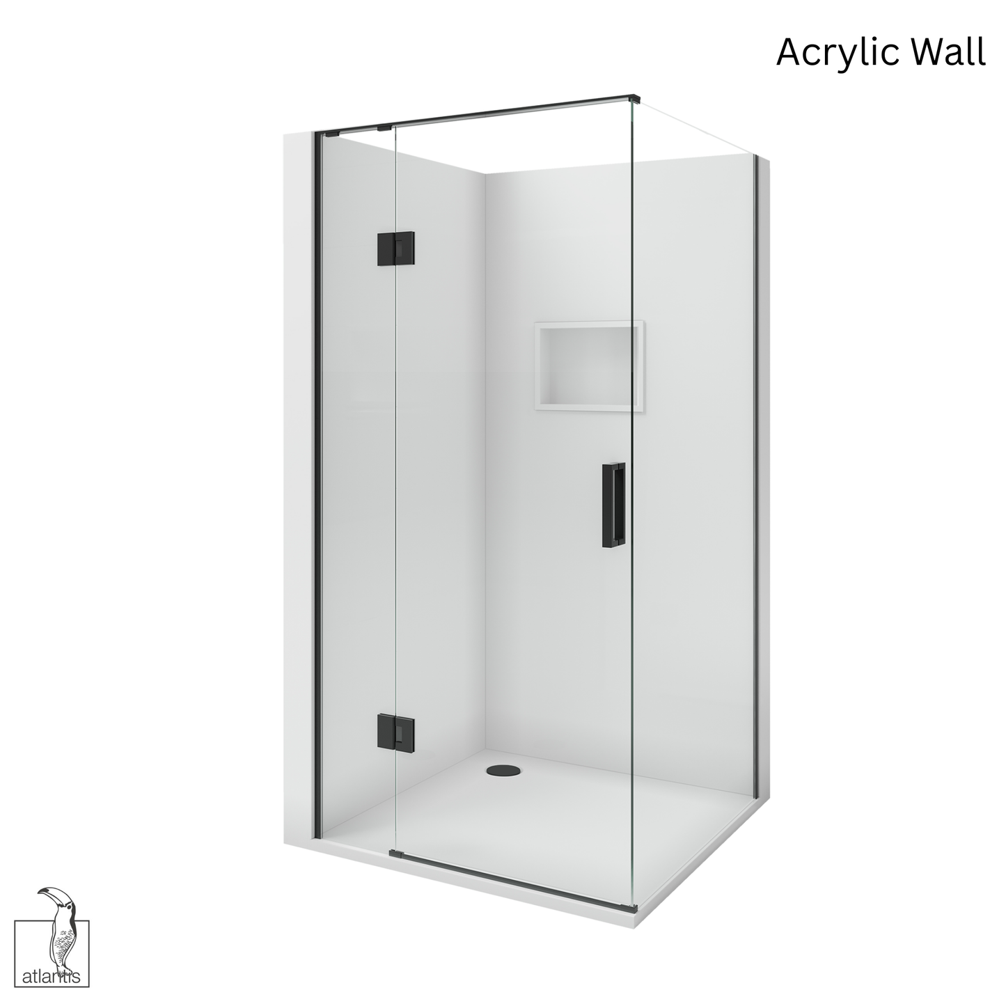 Scenic 2-Sided Hinged Shower 900mm x 900mm - Matte Black