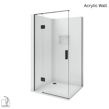 Scenic 2-Sided Hinged Shower 900mm x 900mm - Matte Black