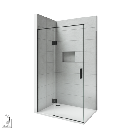 Scenic 2-Sided Hinged Tiled Shower 1200mm x 900mm Left Hand - Matte Black