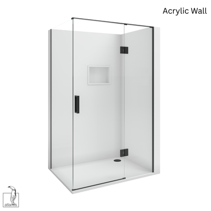 Scenic 2-Sided Hinged Shower 1200mm x 900mm Right Hand - Matte Black