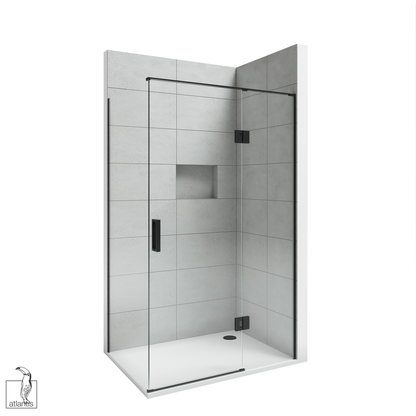 Scenic 2-Sided Hinged Tiled Shower 1200mm x 900mm Right Hand - Matte Black