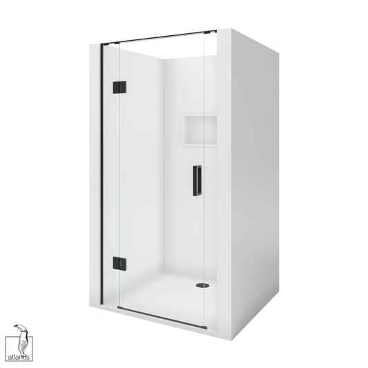 Scenic 3-Sided Hinged Shower 900mm x 900mm - Matte Black