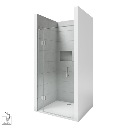 Scenic 3-Sided Hinged Tiled Shower 1000mm x 1000mm - Chrome