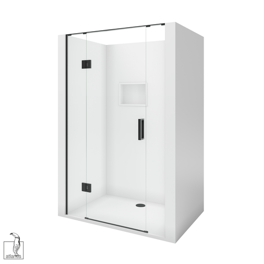 Scenic 3-Sided Hinged Shower 1200mm x 900mm - Matte Black