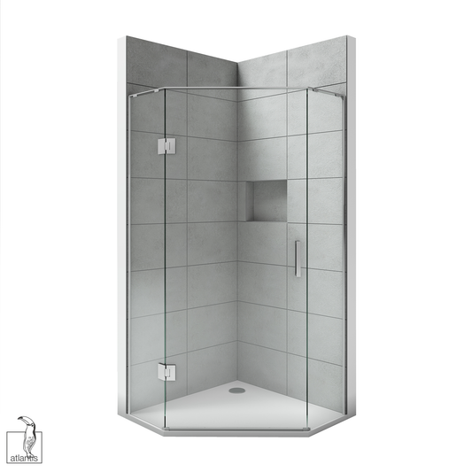 Scenic Angled Hinged Tiled Shower 1000mm x 1000mm - Chrome