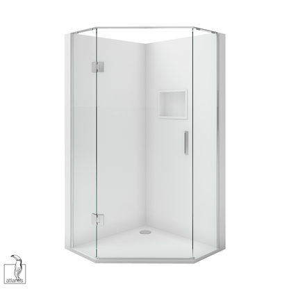 Scenic Angled Hinged Shower 900mm x 900mm - Chrome