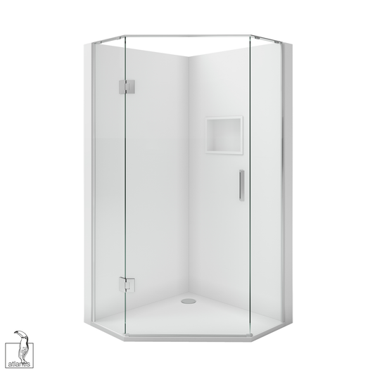 Scenic Angled Hinged Shower 900mm x 900mm - Chrome