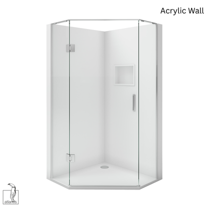 Scenic Angled Hinged Shower 1000mm x 1000mm - Chrome