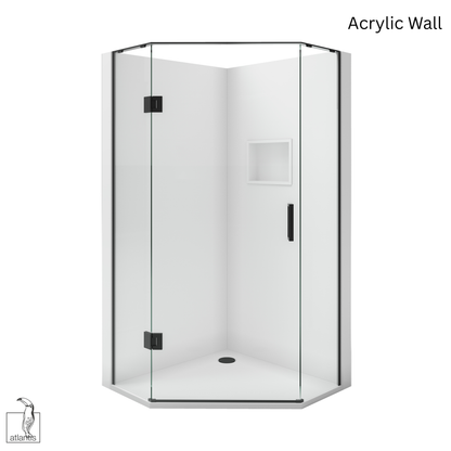 Scenic Angled Hinged Shower 900mm x 900mm - Matte Black