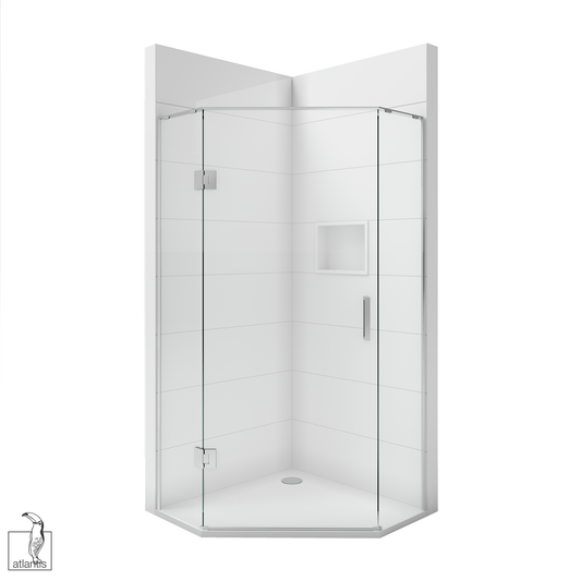 Scenic Angled Hinged Shower 1000mm x 1000mm - Chrome