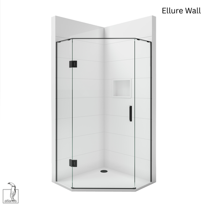 Scenic Angled Hinged Shower 900mm x 900mm - Matte Black