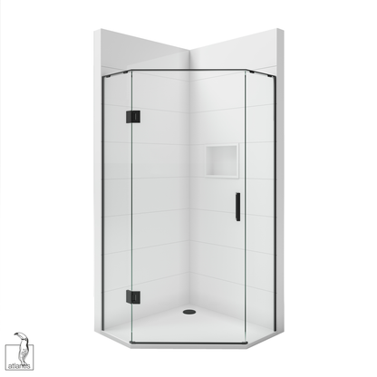 Scenic Angled Hinged Shower 1000mm x 1000mm - Matte Black