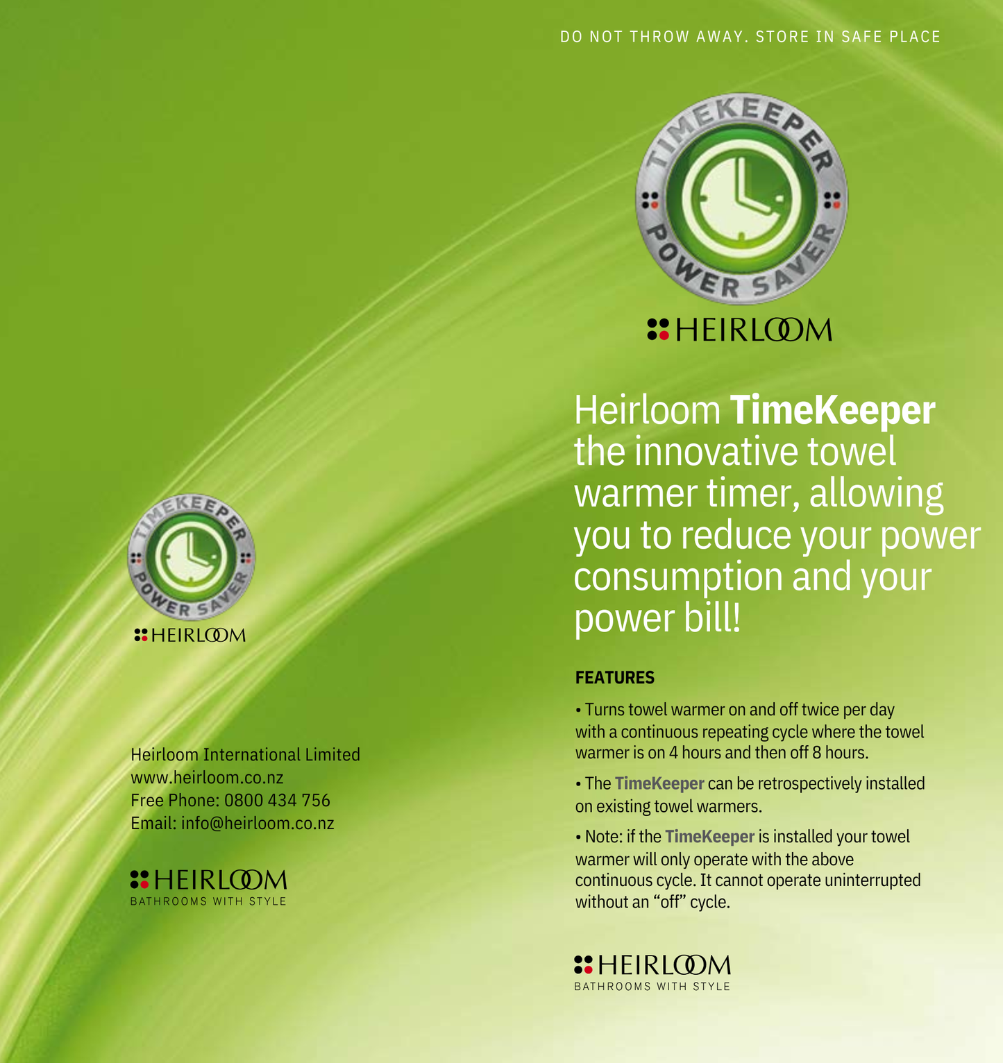 Heirloom Timekeeper Towel Warmer Timer