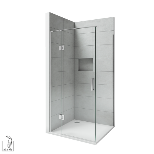 Scenic 2-Sided Hinged Tiled Shower 1000mm x 1000mm - Chrome