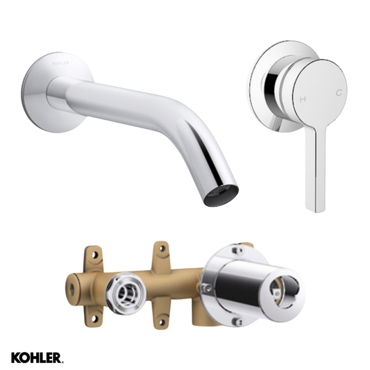 Components Wall Mount Tube Basin Spout & Single Handle Lever - 3 Colour Options