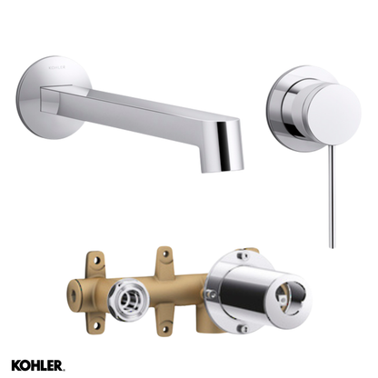 Components Wall Mount Row Basin Spout & Single Handle Pin Lever - 3 Colour Options